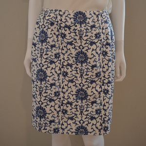 Ralph Lauren Blue & White Print Pencil Skirt